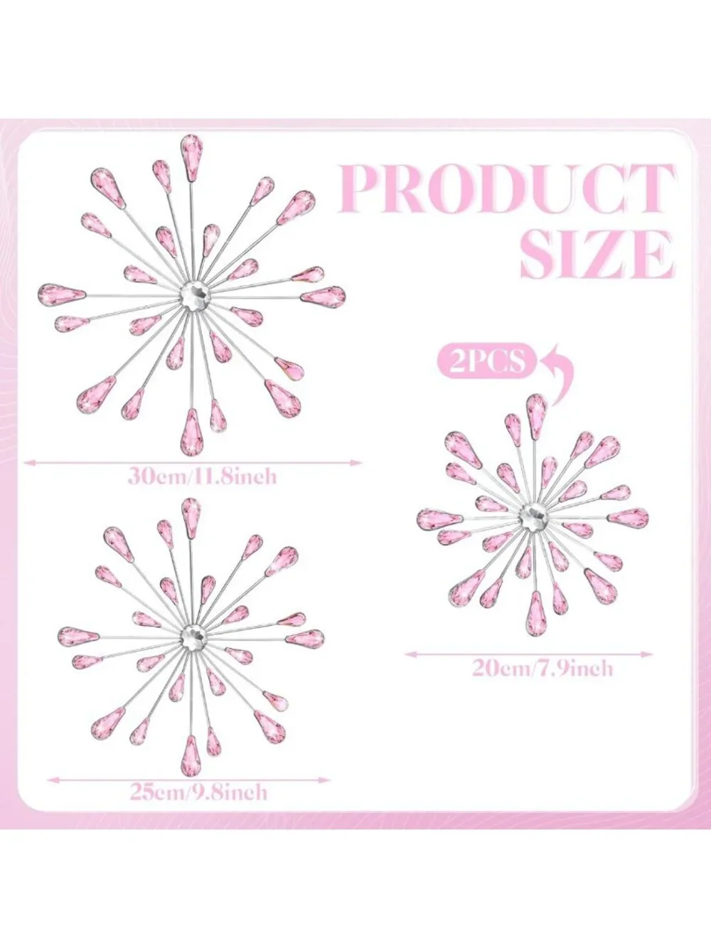 4 Pcs Starburst Wall Decor - Bling Crystal Teardrop 3D Hanging Art for Home